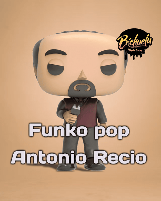 Figura coleccionable de Antonio Recio inspirada en La Que Se Avecina, pintada a mano, sobre base personalizada.