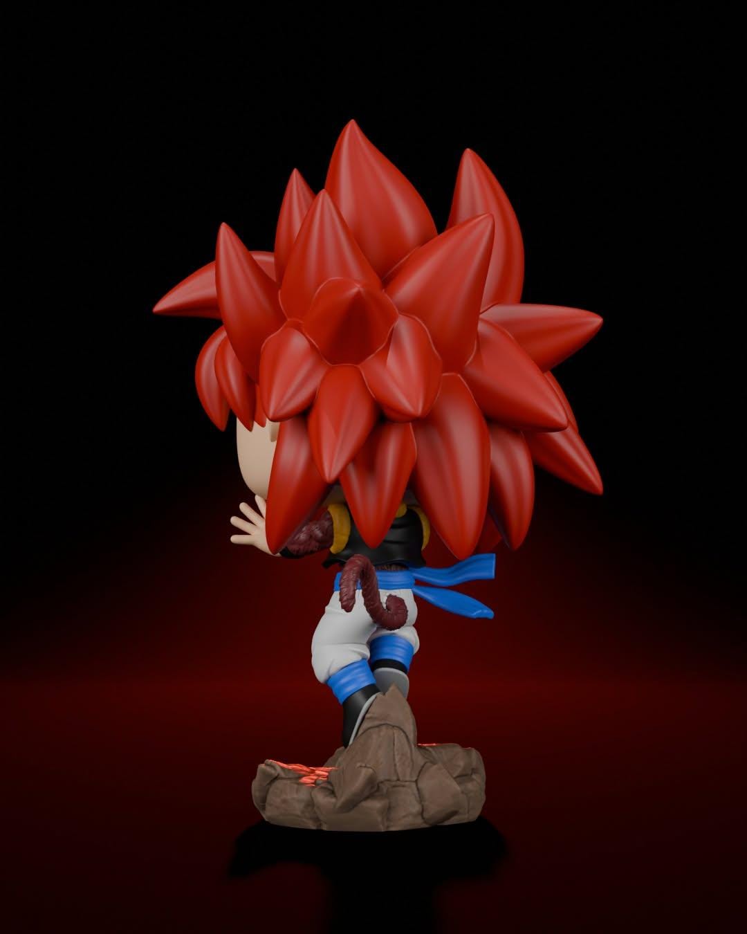 Detalle de la figura de Gogeta SSJ4, con acabado brillante y pintura artesanal.