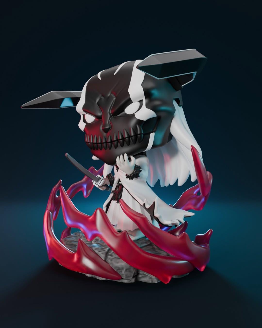 Figura de Hollow Ichigo sobre base personalizada, ideal para coleccionistas de anime.