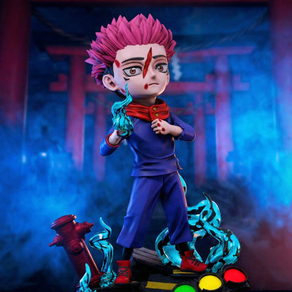 Figura hechicero estilo chibi con efecto energía azul