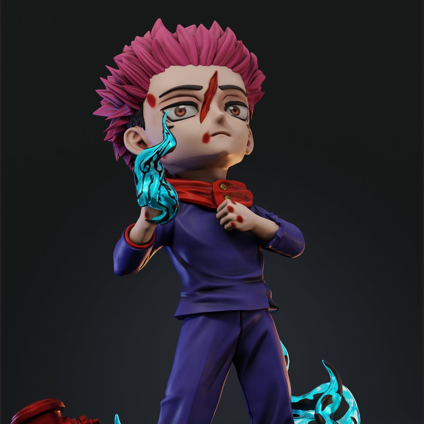 Detalle rostro figura anime estilo chibi pintada a mano