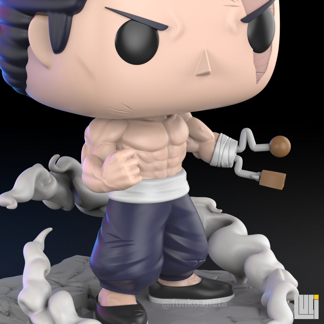 Detalle de la figura de Aoi Todo con técnica Boogie Woogie revisada, vibraslap y efectos de humo
