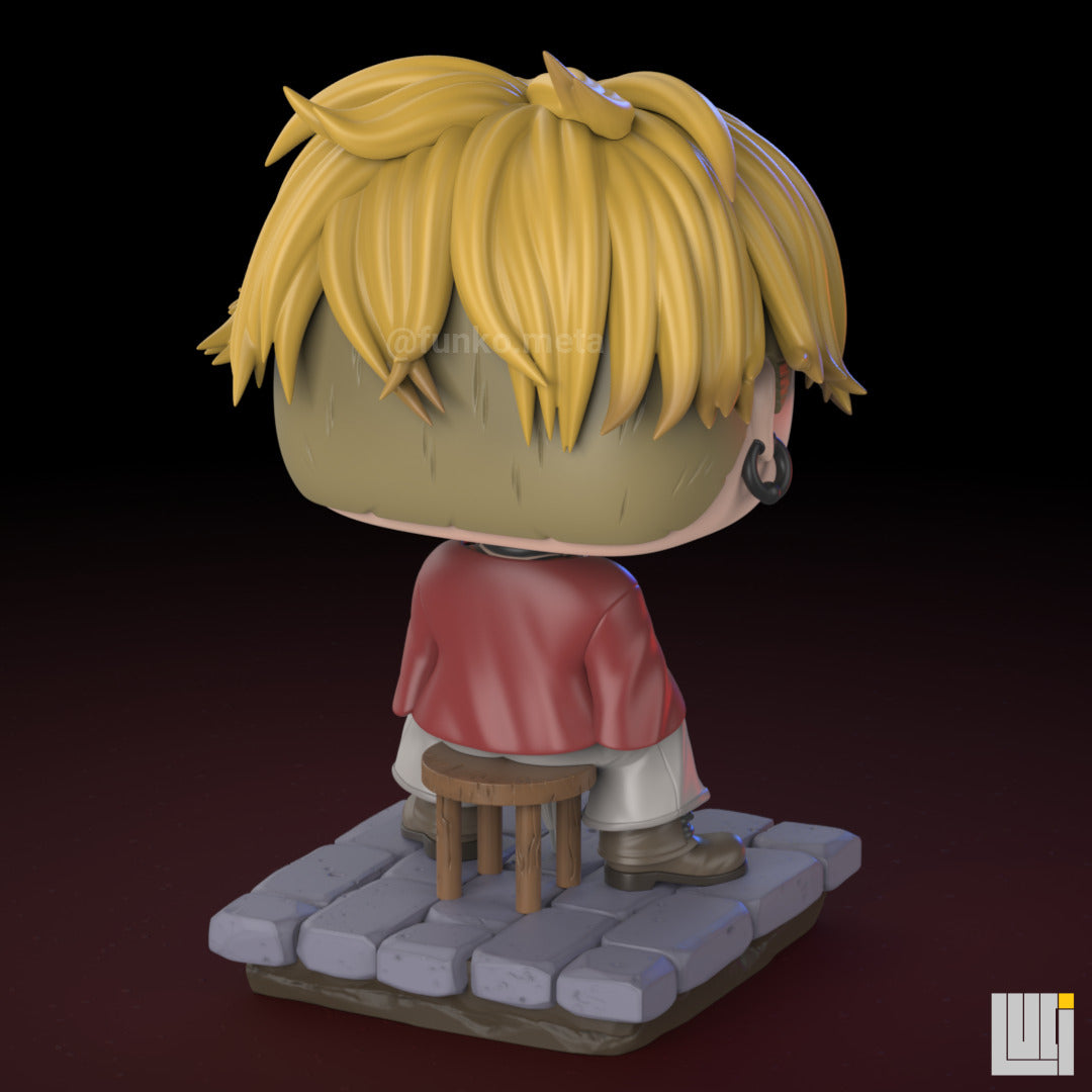 Figura coleccionable inspirada en Enjin de Gachiakuta, vista trasera