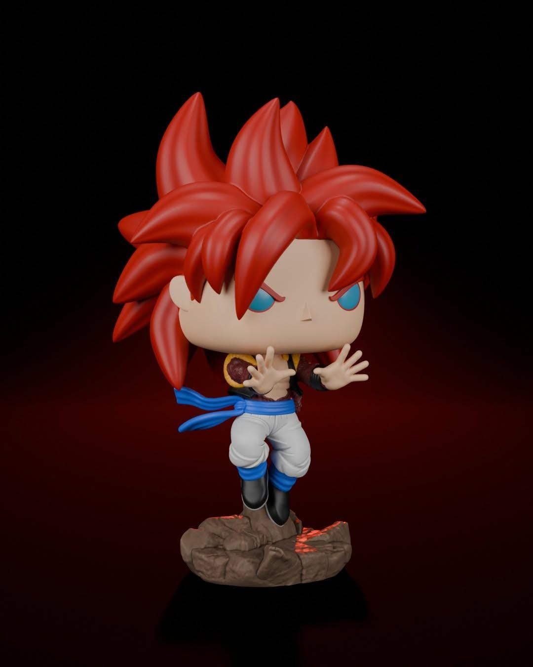 Figura de Gogeta SSJ4 con base especial, ideal para coleccionistas de Dragon Ball.