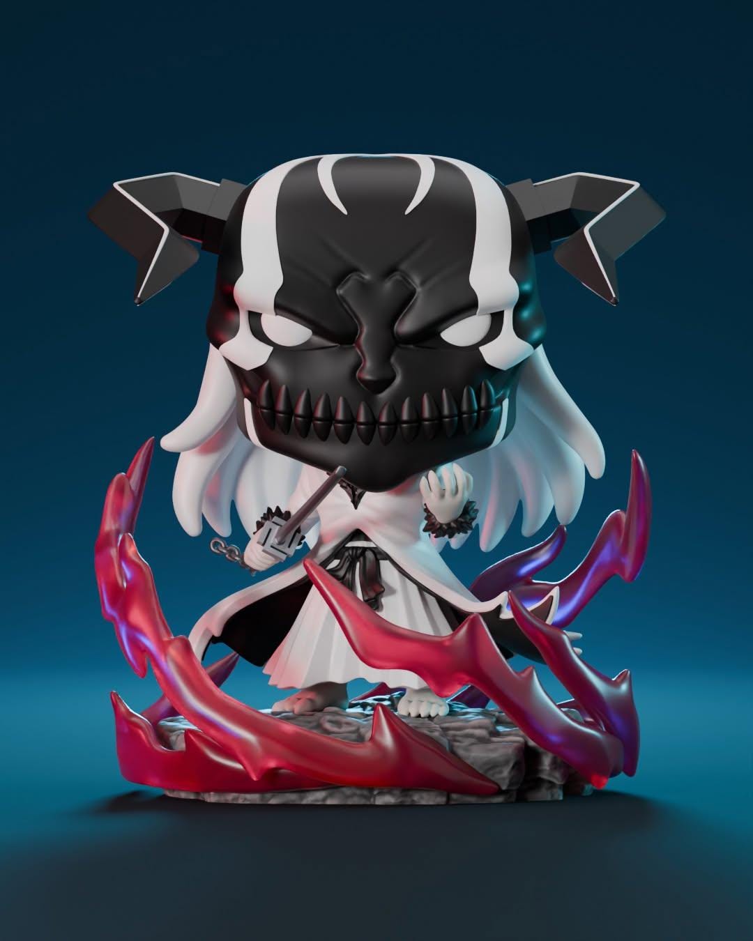Figura personalizada de Hollow Ichigo con diseño oscuro e intenso, inspirada en Bleach.