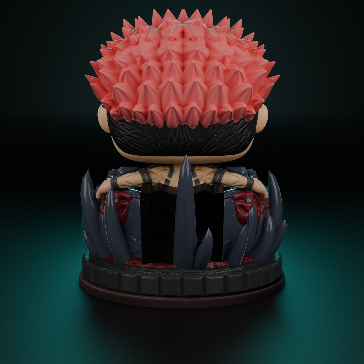 Figura coleccionable inspirada en Sukuna de Jujutsu Kaisen, vista trasera del trono